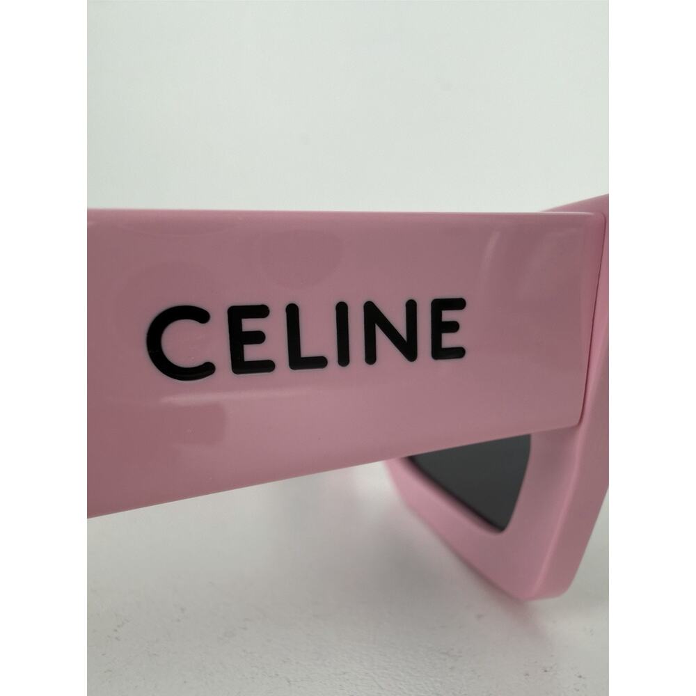 Celine Monochroms Rectangular Sunglasses in Glossy Pink Acetate Frame - Picture 6 of 9